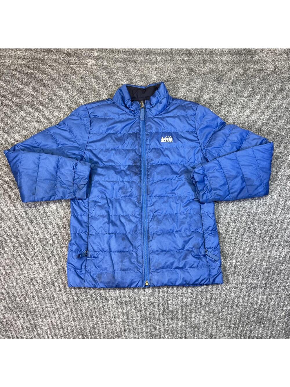 REI Co-op Puffer Jacket Kids 10-12 Blue Nylon Taffeta Insulated Winter